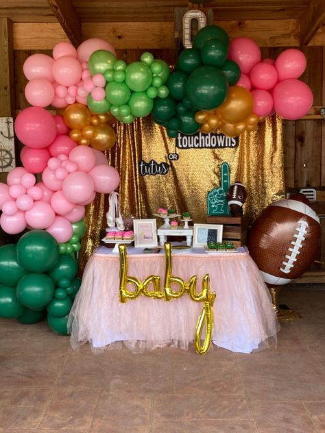 Touchdowns Or Tutus Balloon Arch, Gender Reveal Ideas For Party Theme Football, Gender Reveal Football And Tutus, Touchdowns And Tutus Gender Reveal, Tutus And Touchdowns Gender Reveal, Football Or Tutus Gender Reveal, Football Gender Reveal Ideas, Tutus Or Touchdowns Gender Reveal, Touchdown Or Tutu Gender Reveal