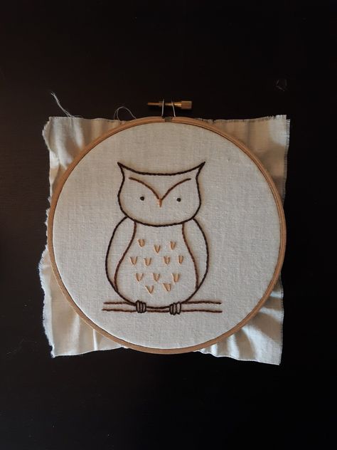 Cute Owl Hand Embroidery Pattern - PDF Pattern Embroidery Owl, Elephant Garland, Simple Owl, Owl Embroidery, Jacket Embroidery, Ith Machine Embroidery, Birds Embroidery Designs, Basic Embroidery, Cute Sewing Projects