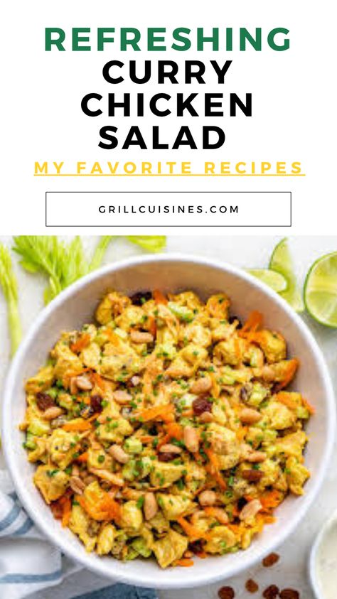 "Healthy Curry Chicken Salad Recipe with Apple & Raisins 🍎🍗 Perfect for summer & fall! A sweet & savory twist that's great for meal prep, potlucks, or a light lunch. Packed with flavor, protein, and wholesome ingredients! #HealthyRecipes #ChickenSalad  #MealPrep #PotluckIdeas" Easy Pasta Salads, Curry Chicken Salad Recipe, Southwest Chicken Pasta, Recipe With Apple, Healthy Curry, Curry Chicken Salad, Chicken Caesar Pasta Salad, Fancy Dinner Recipes, Chicken Curry Salad