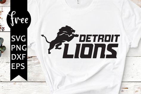 Lions Football Svg, Detroit Lions Svg Free, Detroit Lions Shirt, Lions Svg, Free Vector Files, Lions Football, Football Svg, Sports Balls, Sports Svg