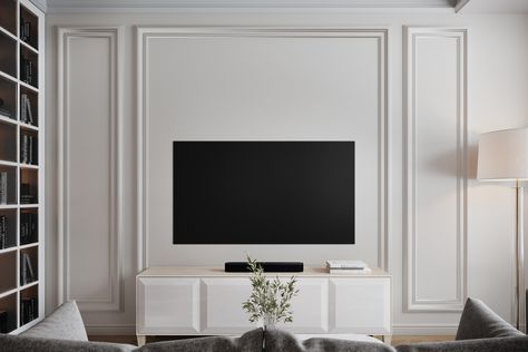 CITY PARK :: Behance Wainscoting Ideas Living Room Tv, Wainscoting Tv Wall Ideas, Wainscoting Tv Wall, Wainscoting Living Room Tv Wall, Panelling Tv Wall, Classic Tv Wall, Tv Zone, Wainscoting Living Room, Deco Tv