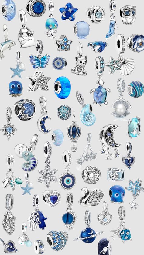 blue pandora 💙🧿 Pandora Azul, Pandora Charms Pink, Pandora Summer, Pandora Bracelet Charms Ideas, Pandora Bracelet Designs, Pandora Blue, Dope Jewelry, Pandora Bracelet Charms, Summer Bracelets