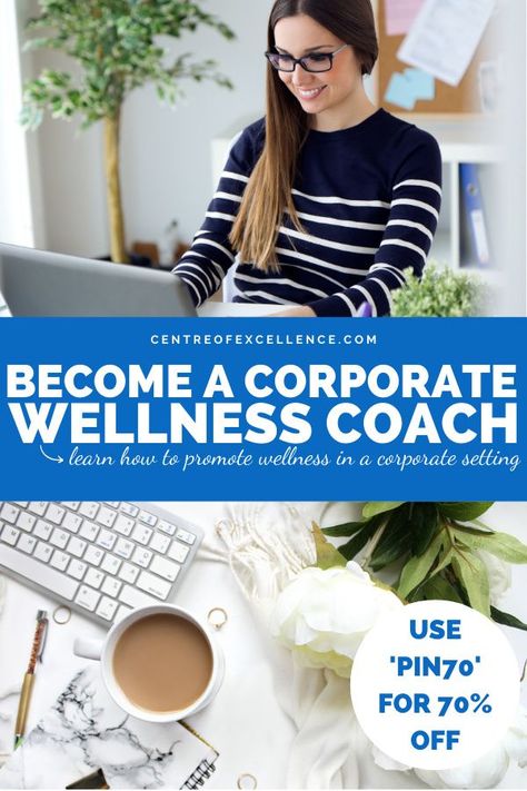 USE "PIN70" FOR 70% OFF YOUR FIRST COURSE! Corporate Wellness Coaching Diploma Course | Become a Wellness Coach | Do you want to start a career in corporate wellness? Wellness coaches play an invaluable role in safeguarding mental health, encouraging happiness, and ensuring the effectiveness of employees. Click here to start your course today! Centre of Excellence | Corporate Wellness Programmes | Wellness Business | Business Wellbeing #coach #wellness #career #wellnesscoach #business Wellbeing Coach, Corporate Coaching, Wellness Coaching Business, Life Coaching Worksheets, Corporate Wellness Programs, Corporate Career, Life Coach Business, Becoming A Life Coach, Corporate Wellness