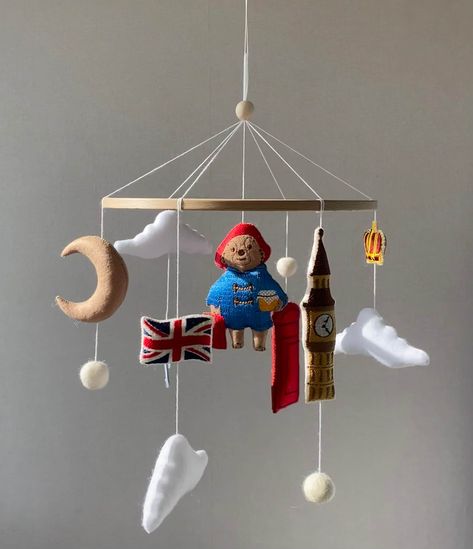 Colorful Baby Boy Nursery, Paddington Bear Nursery, Paddington Nursery, Bear Mobile, Crib Nursery, Newborn Nursery, Boy Newborn, Bear Nursery, Boys Nursery