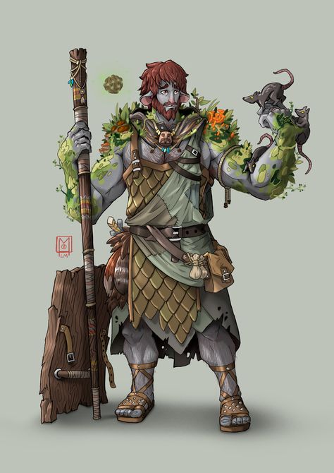 Dnd Firbolg Druid, Male Firbolg Character Art, Loxodon Druid, Firbolg Character Design, Firbolg Male, Firbolg Dnd, Dnd Firbolg, Firbolg Druid, Druid Dungeons And Dragons