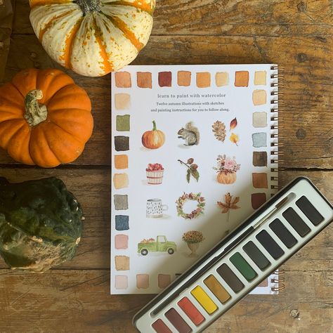 Need a new creative outlet? Spend some time learning the calming art of watercolor. This set makes for the perfect gift or a perfect way for you to unwind. This workbook includes ten beautiful fall illustrations so that you can use to practice your skill while getting in a cozy autumn mood. Each illustration includes step-by-step instructions and extra pages, so don’t be afraid to make a mistake…it’s all apart of the process. This set comes with the workbook and the watercolor paint set so you can get started right away! Fall Illustrations, Cozy Crafts, Calming Art, Autumn Watercolor, Watercolor Paint Set, Autumn Illustration, Fall Watercolor, Cozy Autumn, Watercolor Paint