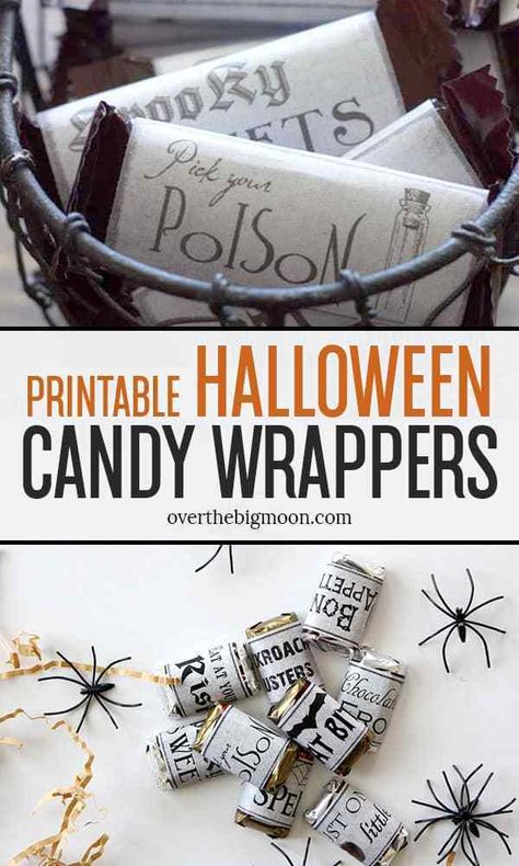 Halloween Candy Wrapping Ideas, Halloween Candy Wrappers Free Printable, Halloween Candy Wrappers, Halloween Candy Bar Wrappers, Halloween Handout, Halloween Porch Ideas, Halloween Fun Food, The Chocolate Touch, Halloween Diy Costumes