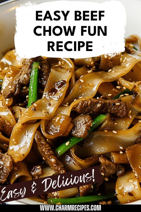 This Easy Beef Chow Fun Recipe serves up a fantastic taste every time, featuring savory stir-fried rice noodles paired with tender strips of beef. Quick to prepare, this classic Cantonese dish bursts with flavor and delights the senses. Ideal for weeknight dinners or quick meals, you’ll love how easily it comes together using simple ingredients. Serve alongside a light soy sauce for that delicious zing, and enjoy a delightful dinner at home with this perfect combination of meaty and noodle goodness. Try it today! Cantonese Sauce Recipe, Tiffy Cooks Noodles, Gourmet Noodles, Beef With Rice Noodles, Cantonese Chow Mein Recipe, Cantonese Beef, Beef Chow Fun Recipe, Chow Fun Noodles, Beef Chow Fun