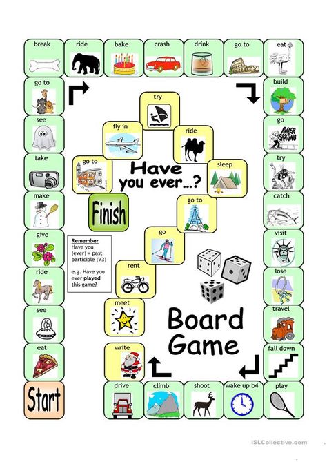 Board Game - Have You Ever? - English ESL Worksheets for distance learning and physical classrooms Esl Board Games, Speaking Games, Board Game Template, Picture Clues, Printable Board Games, Esl Games, Simple Present, Board Template, English Games