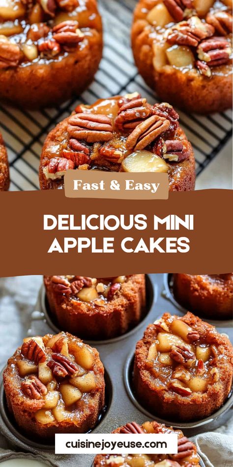 A tempting display of Mini Apple Cakes showcasing their fluffy texture and little chunks of apple. This pin highlights a delightful baking recipe featuring easy preparation steps for an enjoyable dessert experience. Raspberry Coconut Bars, Fall Desserts Apple, Wild Rice Soup Recipes, Cinnamon Roll Muffins, Fun Cupcake Recipes, Apple Cakes, Sweet Apples, Goat Cheese Recipes, Scoop Of Ice Cream