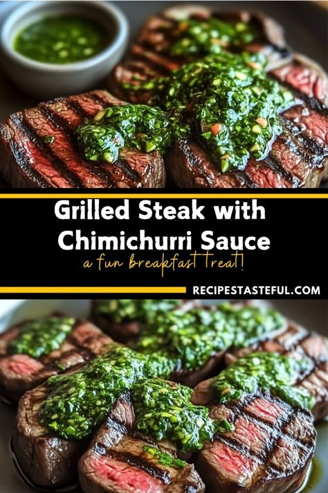 This Grilled Steak with Chimichurri Sauce recipe features juicy, perfectly grilled steak paired with a vibrant and flavorful chimichurri sauce. Ideal for summer barbecues or a cozy dinner, this dish is sure to impress. Grilled Flank Steak With Chimichurri, Chimichurri Recipe Steak, Flank Steak With Chimichurri Sauce, Sliders Beef, Flank Steak With Chimichurri, Flank Steak Chimichurri, Steak With Chimichurri, Chimichurri Steak, Steak With Chimichurri Sauce