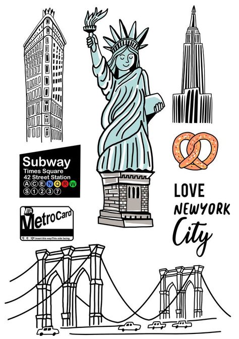 City Doodle, New York Drawing, New York Graffiti, Ladybug Wallpaper, Nyc Art, Travel Stickers, Joan Miro, New York Art, Travel Coffee Mugs