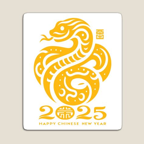 Get my art printed on awesome products. Support me at Redbubble #RBandME: https://www.redbubble.com/i/magnet/Happy-new-year-2025-chinese-new-year-year-of-the-snake-by-erozzz/165805450.TBCTK?asc=u Chinese Snake Year, Snake 2025 New Year, 2025 Chinese New Year, Snake Chinese New Year, Year Of The Snake 2025, Snake Illustration Design, Chinese New Year 2025, Chinese New Year Snake, Chines New Year