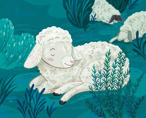 Little Lamb asleep by Anni Betts Lamb Illustration, Sheep Illustration, Folk Illustration, Book Of Poetry, Cute Lamb, Picture Books Illustration, Children's Illustration, Artist Portfolio, Books For Kids