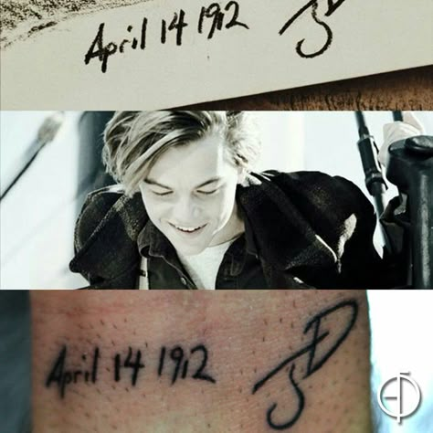 Titanic Jack Dawson Titanic Tatoos, Titanic Tattoo Ideas, Titanic Date, Titanic Jack Dawson, Titanic Tattoo, Titanic Drawing, 90s Mood, Cute Simple Tattoos, Date Tattoos