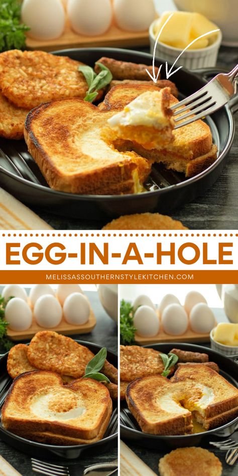 Start the day with a classic! This Egg-in-a-Hole is a simple yet satisfying option for morning breakfast ideas. Made with eggs cooked inside a slice of bread, seasoned with salt and black pepper, it’s quick, easy, and always a crowd-pleaser! Perfect Over Easy Egg, Bread And Eggs Breakfast Ideas, Easy Recipes With Eggs, Different Ways To Make Eggs, Egg And Bread Breakfast, Quick Egg Breakfast Ideas, Non Egg Breakfast Ideas, Breakfast Eggs Ideas, Toast Meals