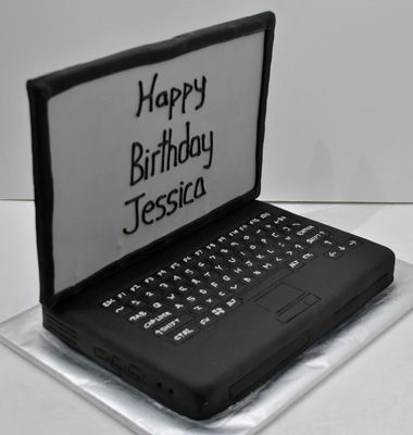 laptop cake (originally pinned by Jess) *Best Dessert Night ~ April 10, 2013* Fondant People Tutorial, Dairy Free Vanilla Cake, Computer Cake, 18th Cake, Fondant Cake Designs, 21st Cake, School Cake, 40th Birthday Cakes, Special Occasion Cakes