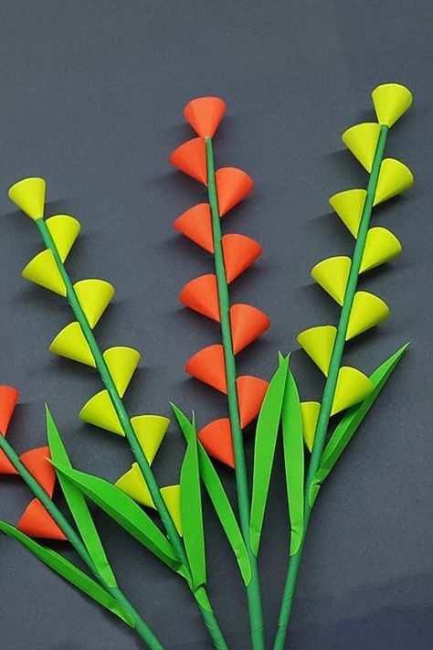 DIY Stick Flower Making with Color Paper | Stick Paper Flower for Home Decor | Today I will show you how to make Stick Flower from Easy DIY Paper Stick Flower Vase Decoration | Paper Craft Easy Paper Stick Flower | Beautiful paper flowers Ideas. #Flowers #StickFlowers #Crafts Flower Vase Crafts, Paper Flower Vase, Paper Flowers Diy Easy, Flower Pot Art, Easy Paper Flowers, Paper Craft Tutorials, Vase Crafts, Paper Flower Bouquet, Card Making Crafts