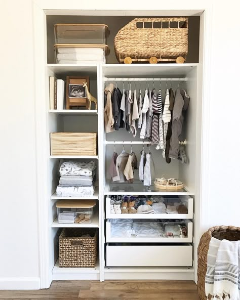 Ikea Nursery Closet, Twin Nursery Room, Baby Cabinet, Closet Room Organizer, Baby Room Closet, Cozy Baby Room, Newborn Room, Ikea Nursery, Baby Room Organization