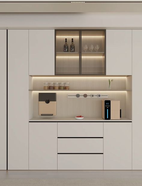 Crockery Cabinet Design, Crockery Cabinet, Crockery Unit Design, Home Bar Areas, Elegant Kitchen Design, Crockery Unit, India Home Decor, House Essentials, Beige Kitchen