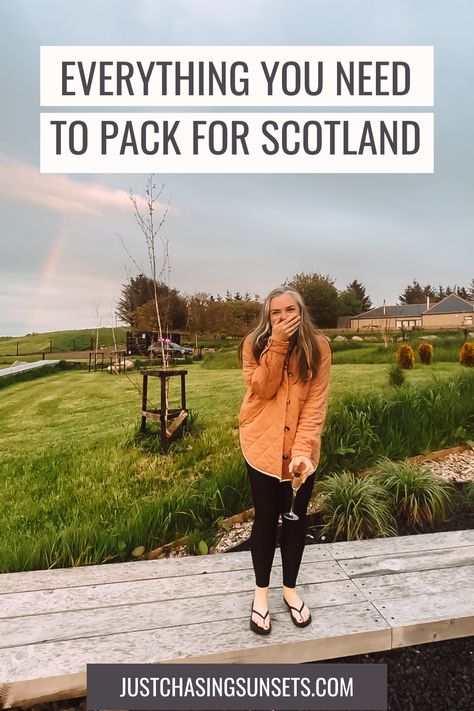 Planning a trip to Scotland in May? Make sure you're prepared with the ultimate Scotland packing list. With this Scotland packing list for May, you'll have everything you need for all of the activities on your Scotland itinerary. This packing list for Scotland makes sure you know what to wear in Scotland in May. You'll have all of my top solo travel essentials and Scotland packing essentials with this post! Scotland Summer Packing List, Scotland Fall Packing List, Scotland Packing List Spring, What To Wear In Scotland In September, Scotland Vacation Outfits, Summer Scotland Outfits, Scotland Fashion Summer, Scotland Travel Outfits Summer, Scotland Attire