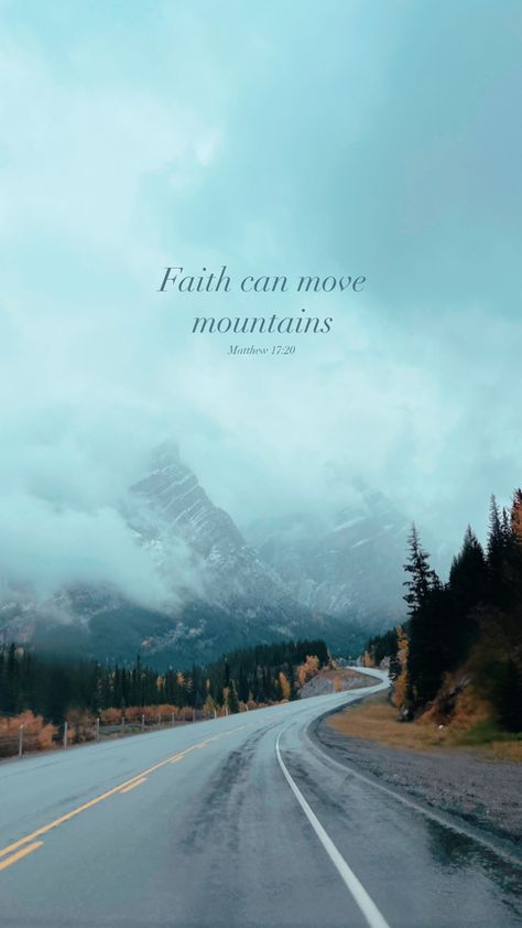 Kananaskis larch season. Matthew 17:20 - Faith can move mountains. Wallpaper. Background. Foggy mountains. Ptarmigan Cirque Matthew 17:20 Wallpaper, Faith Moves Mountains Wallpaper, Faith Can Move Mountains Wallpaper, Matthew 17:20, Blue Bible, Song Wallpaper, Short Bible Quotes, Cute Bible Verses, Godly Inspiration