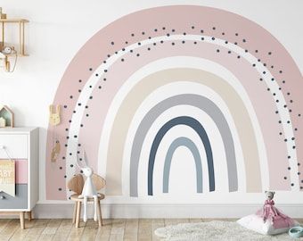 Warm Grey Walls, Terrazzo Wallpaper, Rainbow Wall Mural, Terrazzo Wall, Rainbow Mural, Rainbow Bedroom, Rainbow Wall Decal, Colours Of The Rainbow, Wallpaper Colorful