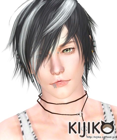 White Toyger Kitten hairstyle for him by Kijiko for Sims 3 - Sims Hairs - http://simshairs.com/white-toyger-kitten-hairstyle-for-him-by-kijiko/ Sims 3 Male Hair, Toyger Kitten, Emo Boy Hair, 3 Hairstyles, Emo Hairstyle, Beauty Humor, Sims 4 Hair Male, Sims 3 Mods, Sims 4 Anime