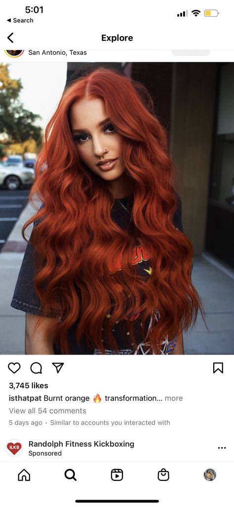 Dark Burnt Orange Hair, Orange Reddish Hair, Orangy Red Hair, Burnt Sienna Hair Color, Dark Orange Hair Color, Deep Orange Hair, Oway Hair Color, Long Copper Hair, Burnt Orange Hair Color