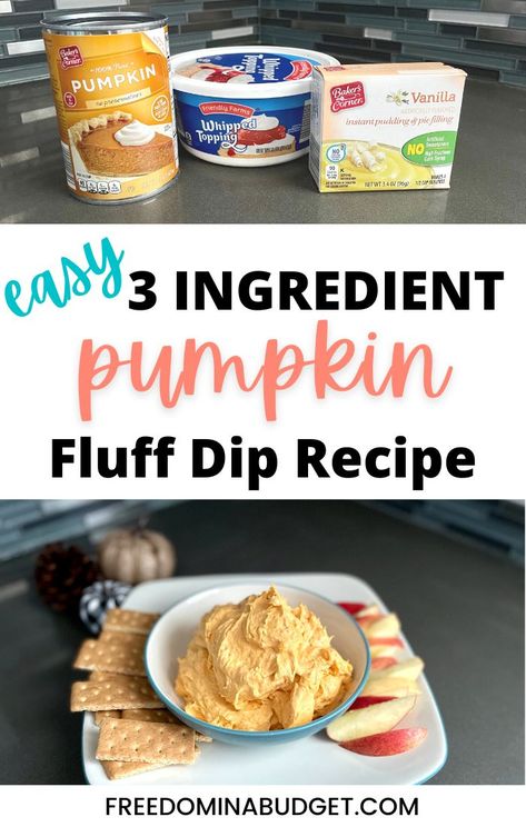 Do you need a super easy recipe to bring to a fall party with only 3 ingredients?! Try this 3 Ingredient Pumpkin Fluff Dip! 3 Ingredient Pumpkin, Fluff Dip, Pumpkin Fluff Dip, Pumpkin Fluff, Pudding Pie Filling, Budget Recipes, Super Easy Recipes, Instant Pudding, Easy Pumpkin