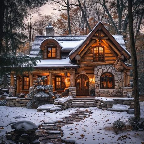 Dark Wood Cabin, Winter Cabins, Woods Cabin, Log Cabin Exterior, Mountain Dream Homes, Cabin Rustic, Log Cabin Rustic, Forest Cottage, Cabin Inspiration