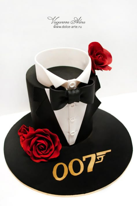 Bond cake by Alina Vaganova James Bond Cake, Tuxedo Cake, Cake Wrecks, Birthday Cakes For Men, Cakes For Men, Unique Cakes, Boy Birthday Cake, Novelty Cakes, Gorgeous Cakes