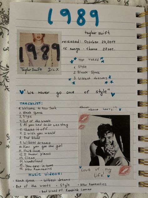 I Heart Journal Page, Taylor Swift Songs Journal, Artist Journal Pages, Speak Now Journal Page Taylor Swift, 1989 Taylor Swift Journal, 90s Journal Aesthetic, 1989 Journal Page, Taylor Swift Bujo Ideas, Song Book Aesthetic