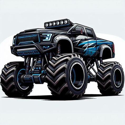 Monster truck design | Premium Photo #Freepik #photo #car #transportation #fun #road Monster Truck Art, Monster Jam, Cartoon Monsters, Monster Truck, Truck Art, Truck Design, Car Cartoon, Vintage Journal, Robot Art