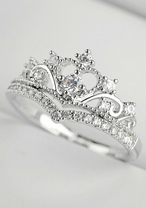 Princess Crown Ring, Quinceanera Jewelry, Crystals Ring, Crystal Princess, Cute Promise Rings, Crown Ring Princess, Crown Template, Crown Svg, Tiara Ring