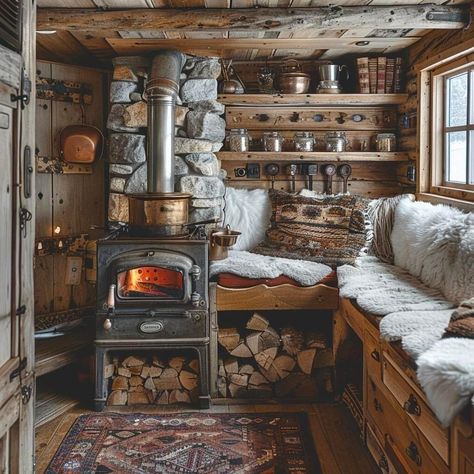 Keep It Wild Old Cabin Interior, Stylized Environment, Small Cabin Plans, Cabin Interior Design, Log Cabin Interior, Mountain Cabins, Log Cabin Rustic, Small Log Cabin, Hunting Cabin