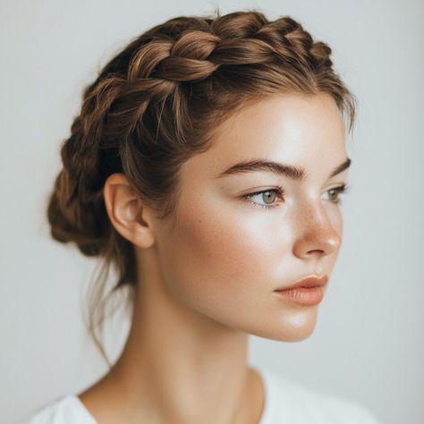 55 Effortless Crown Braid Hairstyles for Summer - Hair Guru Long Hair Braid Crown, Faux Braid Crown, How To Braid Crown, Braided Hair Band Hairstyles, Coronet Braid, Hair Crown Braid, Braid Headband Hairstyle, Crown Braid Hairstyles, Braid Crown Tutorial