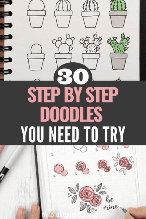 30 Easy Bullet Journal Doodles that are Super Cute How To Doodles, Step By Step Doodles, Bullet Journal Period Tracker, Drawings Of Animals, Drawing Doodles, Bullet Journal Hacks, Easy To Draw, Easy Doodle Art, Bullet Journal Spread