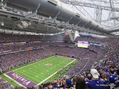 Enjoying a Minnesota Vikings game at US Bank Stadium Us Bank Stadium, Us Bank, Vikings Game, Nfl Stadiums, Minnesota Vikings Football, Stadium Design, Nfl Photos, Vikings Football, Future Job