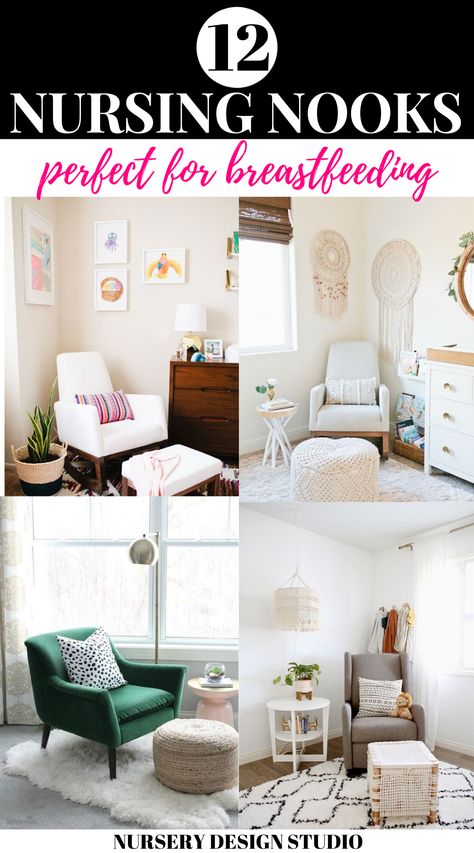 NURSING NOOK IDEAS FOR PERFECT FOR BREASTFEEDING Nursing Area In Bedroom, Nursing Area In Nursery, Nursing Nook Ideas, Nursing Corner In Nursery, Small Nursing Room Ideas, Nursing Room At Work, Nursing Corner In Bedroom, Nursing Chair Corner, Lactation Room At Work