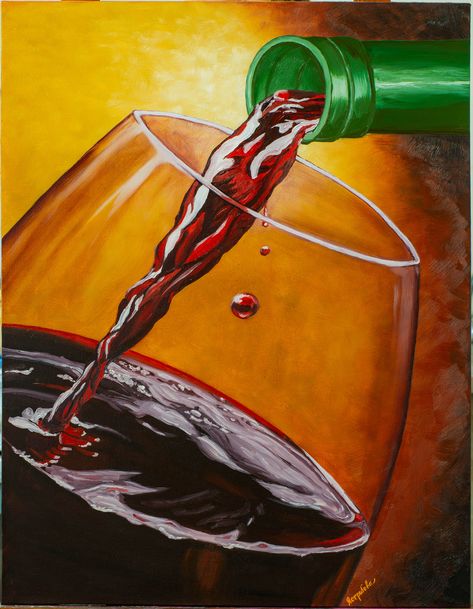 Drink Painting, Interior Painting, Pouring Wine, Wine Art, Wine Painting, Oil On Canvas Painting, Custom House Portrait, Large Painting, Canvas Art Painting