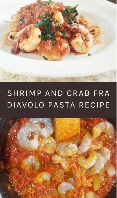 Shrimp pasta Shrimp In Red Sauce, Diavolo Pasta, Spicy Seafood Pasta, Red Pasta Sauce, Spicy Red Sauce, Seafood Pasta Dishes, Red Sauce Recipe, Red Pasta, Crab Pasta