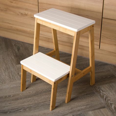 Foldable Step Stool, Wood Step Stool, Box Bed Design, Wooden Step Stool, Foldable Furniture, Folding Step Stool, Step Stools, Wooden Steps, Glass Cake Stand