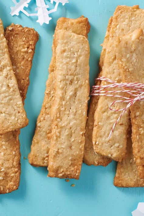 Sesame Sticks Recipe Sesame Sticks Recipe, Sesame Seed Recipes, Sesame Bars, Sesame Recipes, Savory Biscuits, Savory Cookies, Sesame Sticks, Savory Appetizers, Millet Flour