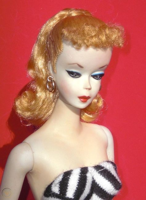 # 1 ponytail 1959 first Barbie NUMBER ONE blonde with original box and earrings | #1827141014 First Barbie, Original Barbie Doll, Ponytail Barbie, Barbie Ponytail, Ballerina Barbie, 60s Women, Barbie Hair, German Dolls, Vintage Barbie Dolls