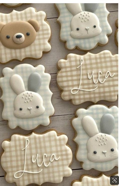 Animal Royal Icing Cookies, Baby Royal Icing Cookies, Luca Cookies, Baby Cookies Decorated, Baby Shower Royal Icing Cookies, Baby Shower Cookies Decorated, Easter Cookies Decorated, 50th Anniversary Cookies, Bunny Sugar Cookies