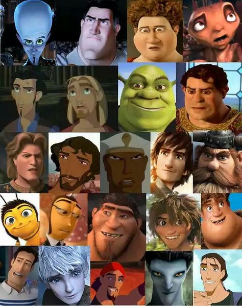 Dreamworks Male Characters Not including Madagascar, Kung Fu Panda, the Penguins, Oh from Home, Trolls' Branch and some other Kung Fu Panda Villains, Male Animated Characters, Oh From Home, Hear Me Out Characters Male, Dreamworks Villains, Male Disney Characters, Megamind Movie, Trolls Branch, Brown Hair Cartoon