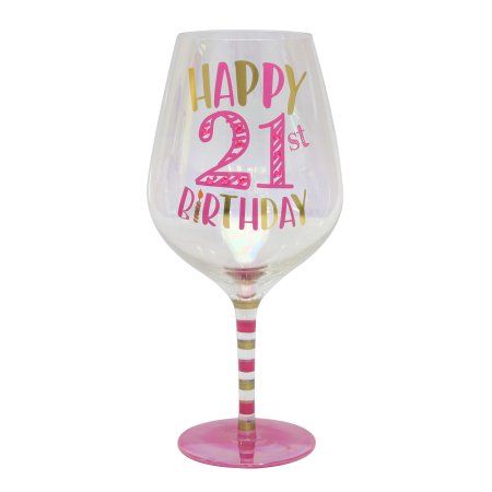 Birthday Wine Glass Ideas, Wine Glass Ideas, 21st Birthday Glass, 21 Birthday Wine Glass, Anniversary Gift For Friends, 21st Bday Ideas, Large Wine Glass, Wine Glass Designs, Birthday Wine Glass