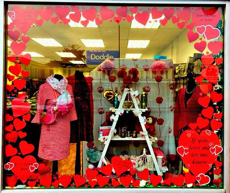 Florist Window Display, Valentines Window Display, Cold Bath, Window Display Retail, Charity Shop, Shop Window Displays, Window Displays, Valentines Day Decorations, Shop Window