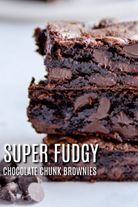 Thick Fudgy Brownies, Thick Brownies, Gourmet Brownies, Chocolate Chunk Brownies, Brownie Ideas, Choc Cake, Fudgy Brownie Recipe, Chocolate Chip Brownies, Chewy Brownies